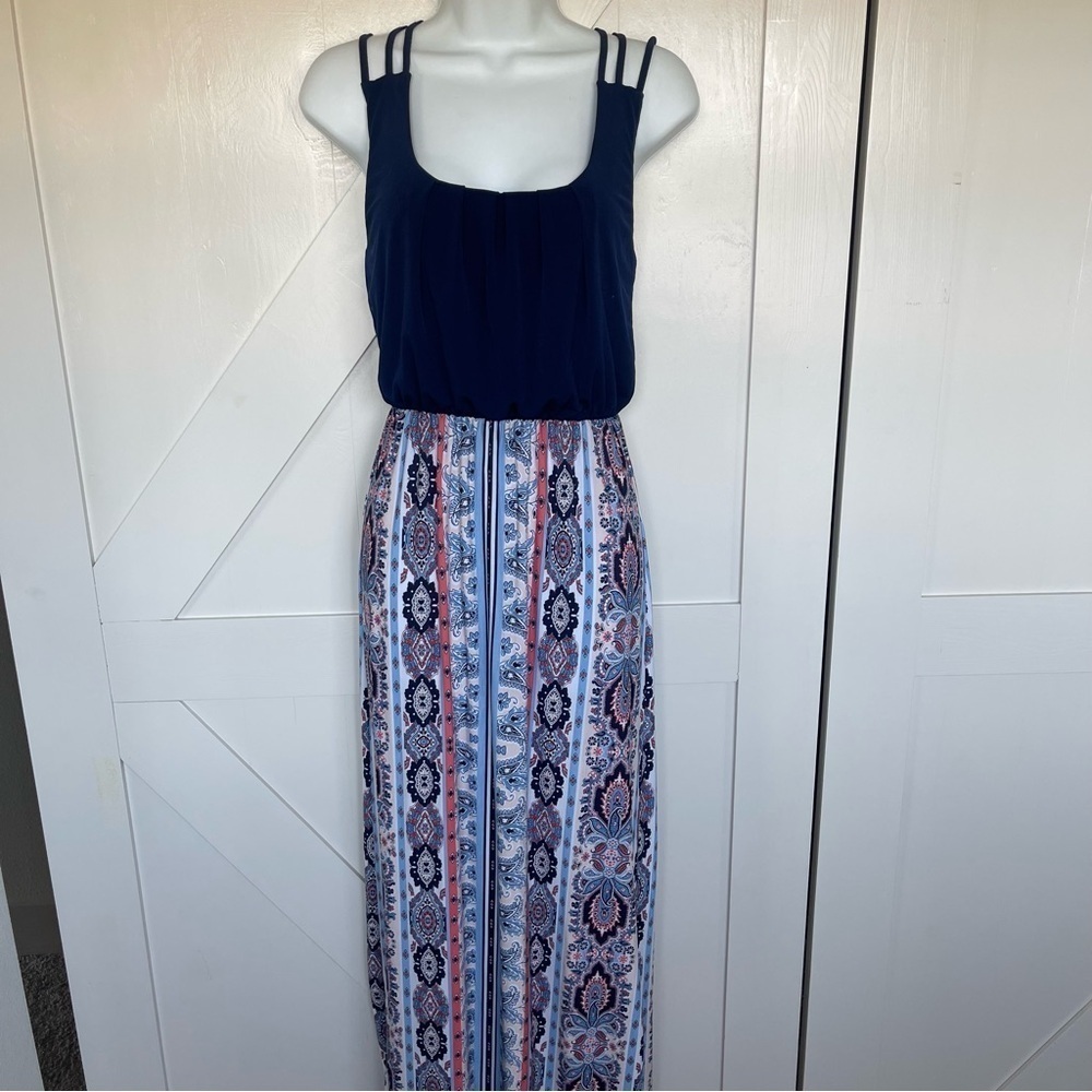 XS navy floral print maxi dress